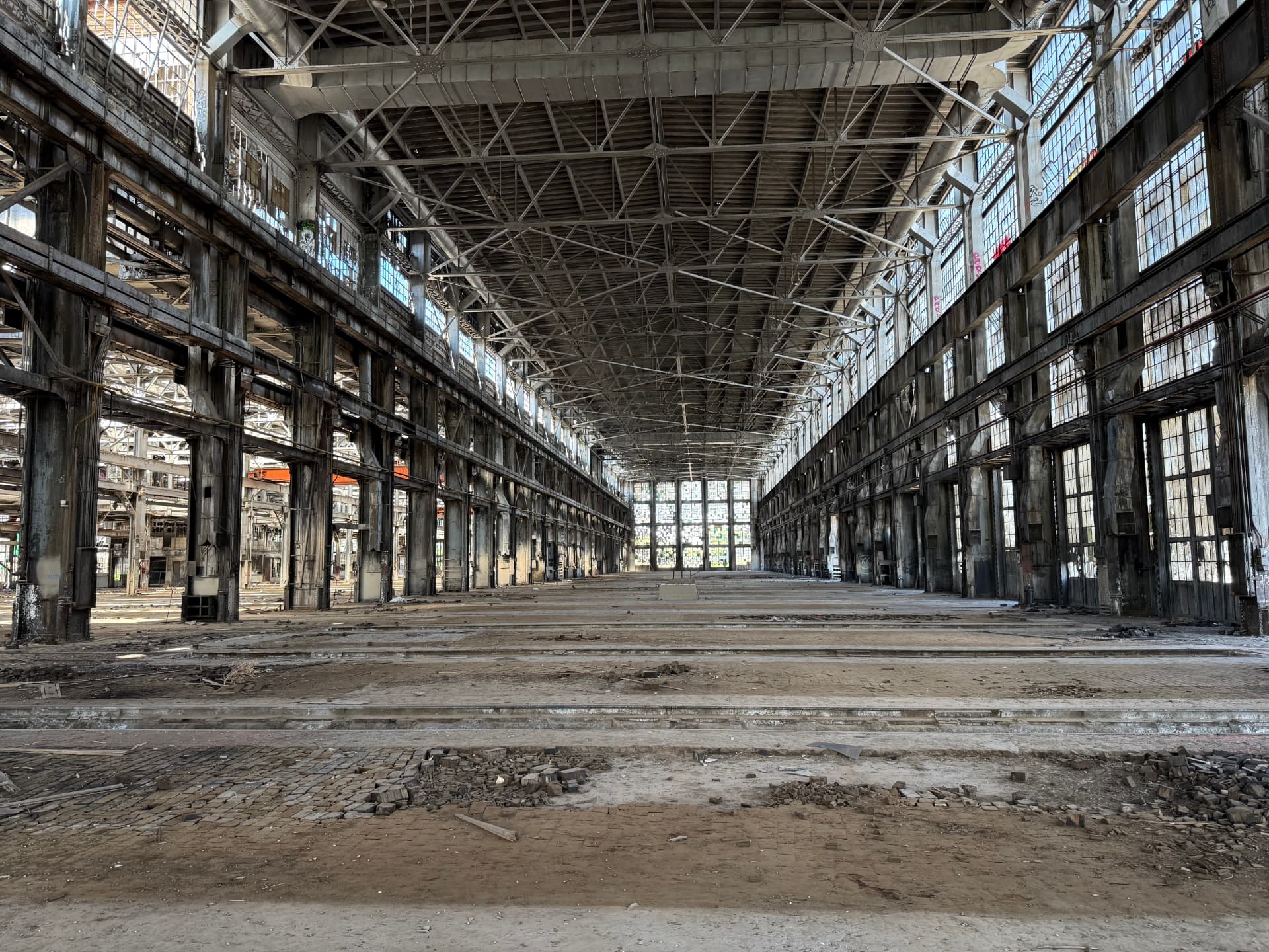 Interior view of the Albuquerque Rail Yards looking west